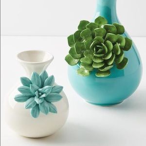 Anthropologie Sculpted Succulent Stoneware Vase